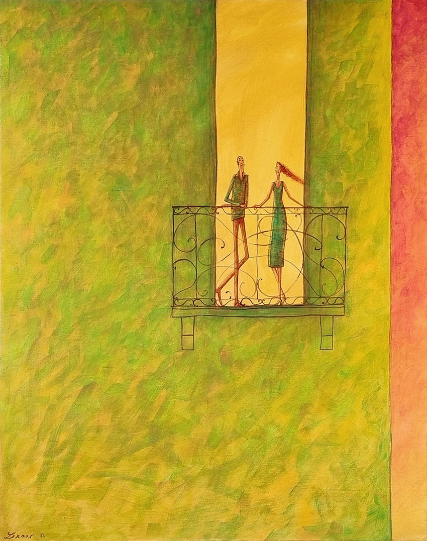 Balkon, akryl + olej na plátně 80 x 100 cm