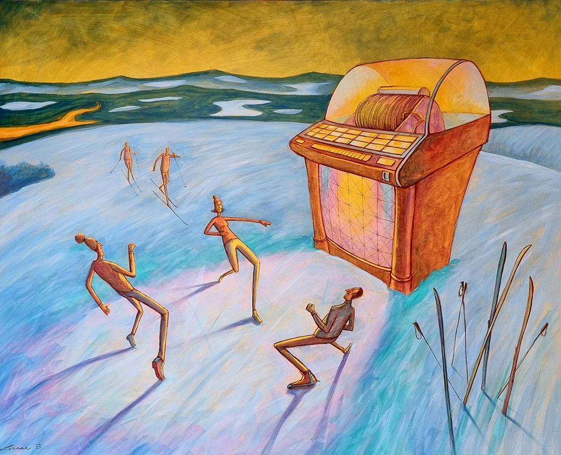 Jukebox, akryl + olej na plátně 110 x 90 cm